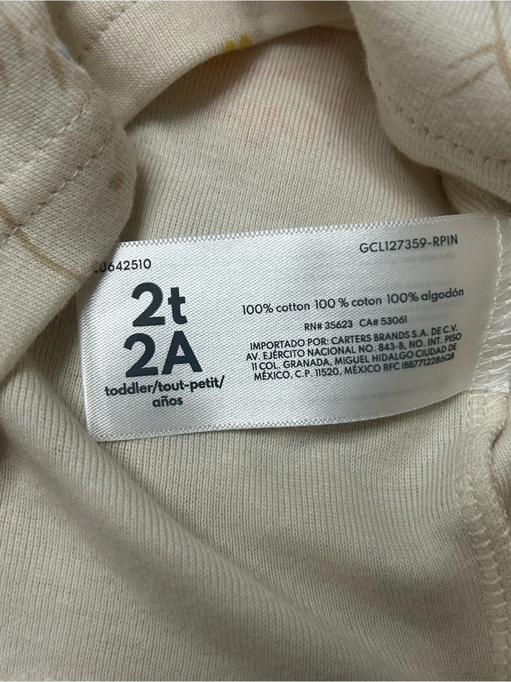 NWT Sibling Set of Soft  Cream Bunny & Carrot Kids PJs size 2T and newborn